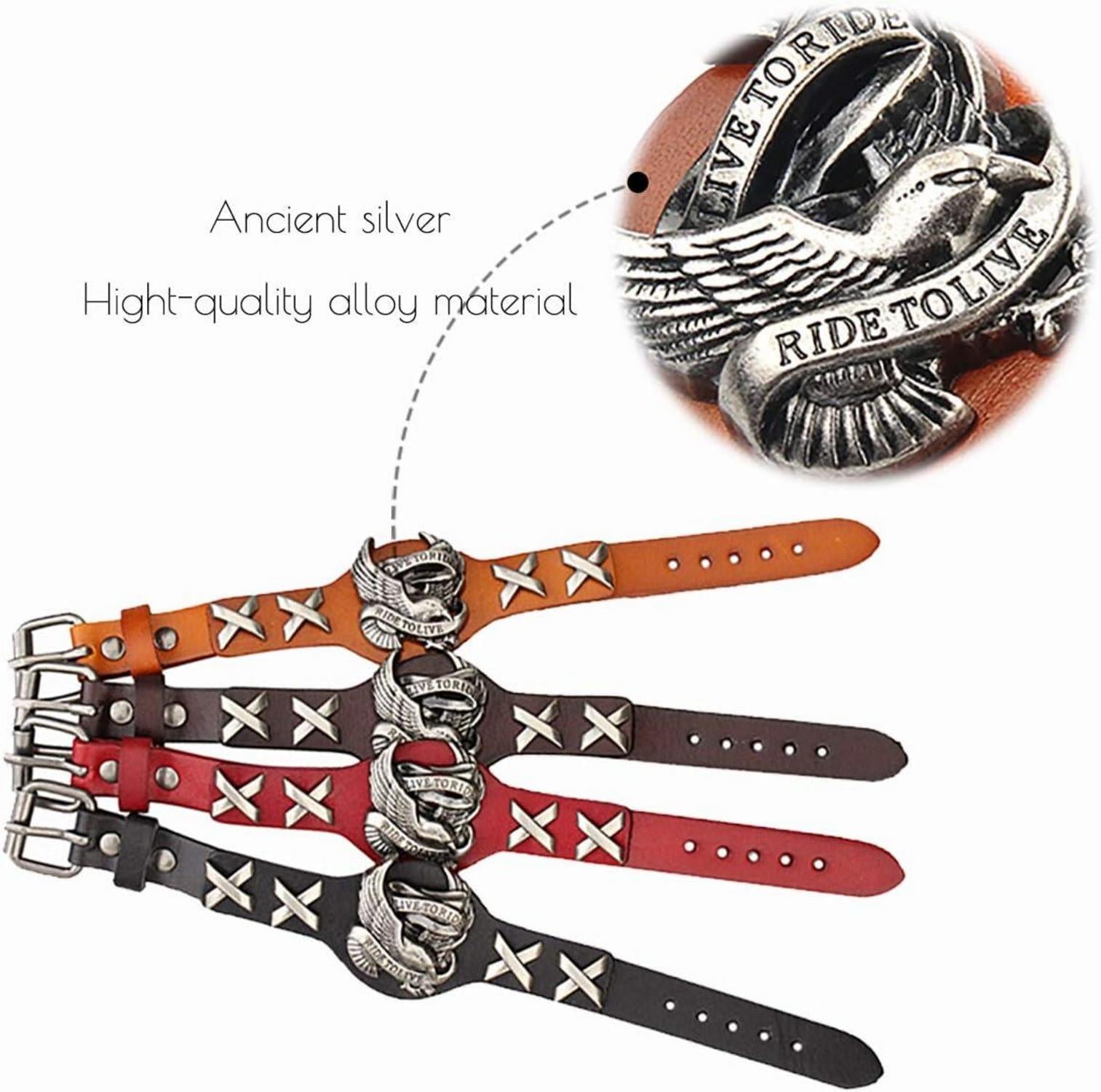 Herren Armband Leder Schwarz Unisex Stil Magnetverschluss 25.5cm