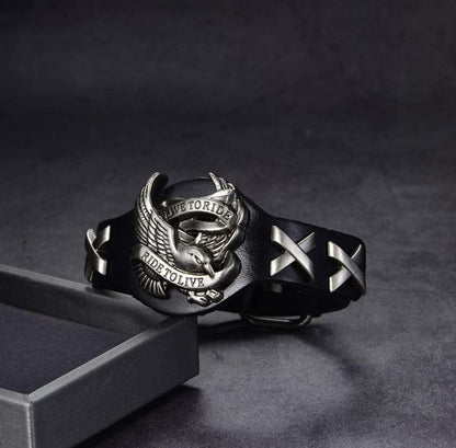 Armband Leder Herren Damen Magnetverschluss Schwarz