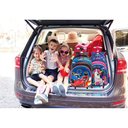 Mädchen Rollrucksack mit Rädern & Koffer Set – Rotes Auto