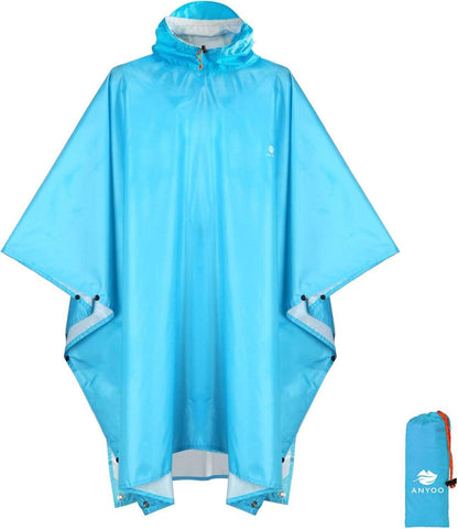 Leichter Wasserdichter Ripstop Regenponcho Kapuze Atmungsaktiv Faltbar