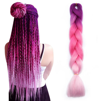 Ombre Flechtzöpfe 60cm Lila-Rosa Haarverlängerung