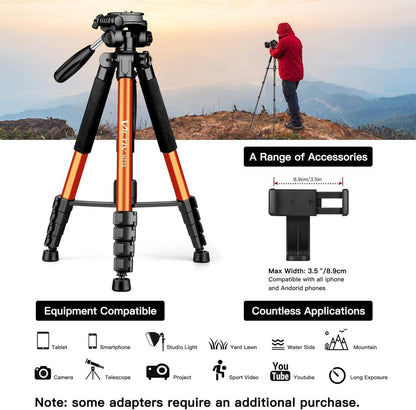Victiv 72 inch Kamerastativ Aluminium Einbeinstativ T72 182 cm - Orange