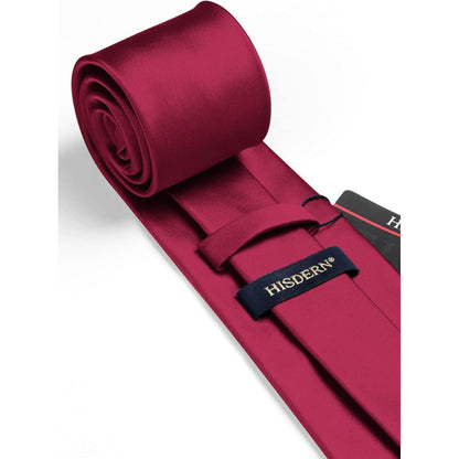 Burgund Krawatte und Einstecktuch Set extra lang - Business