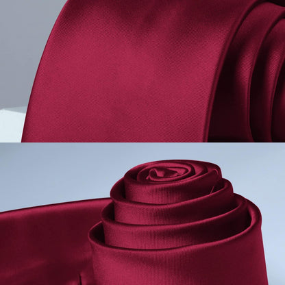 Burgund Krawatte und Einstecktuch Set extra lang - Business