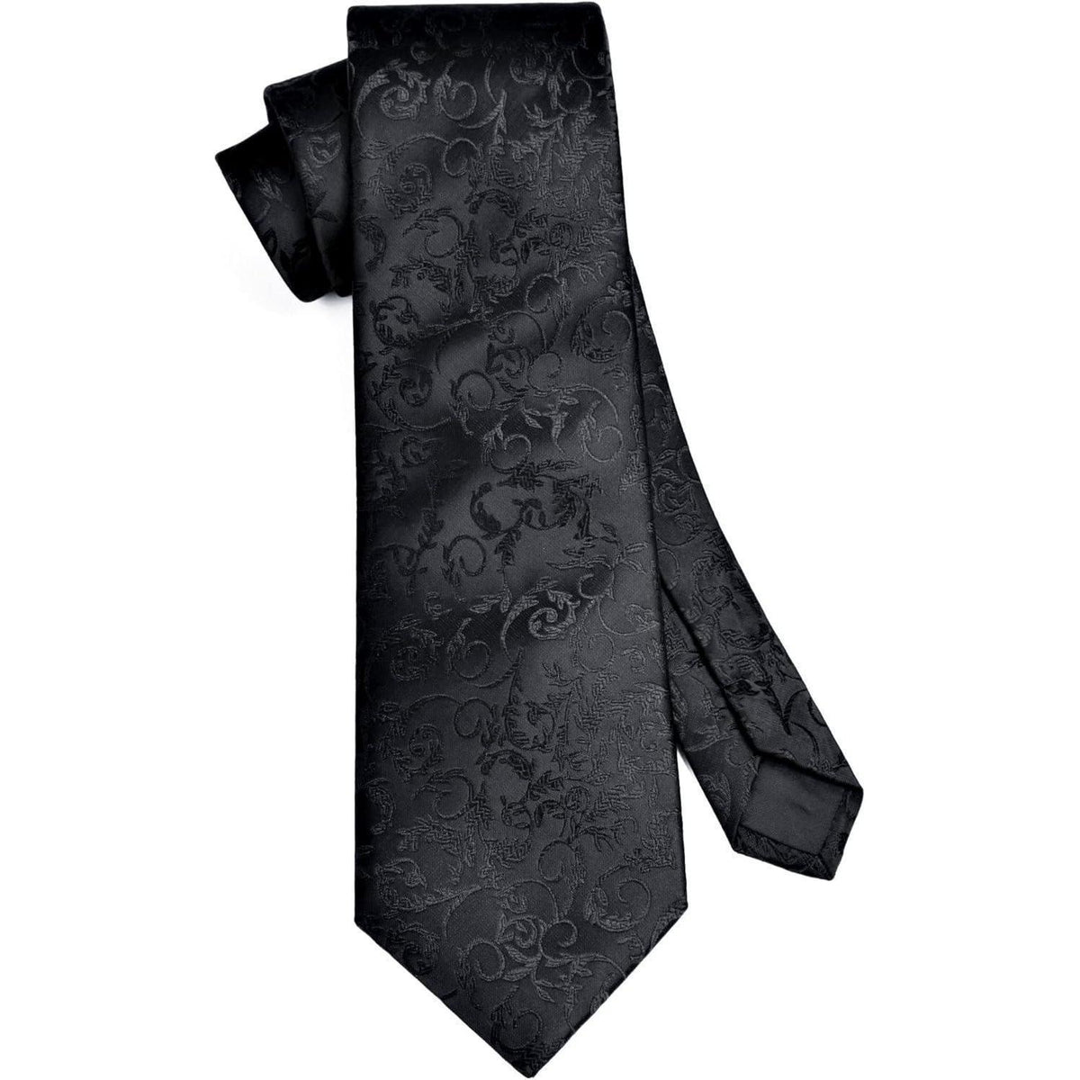 Herren Krawatten Set Paisley mit Einstecktuch – Schwarz