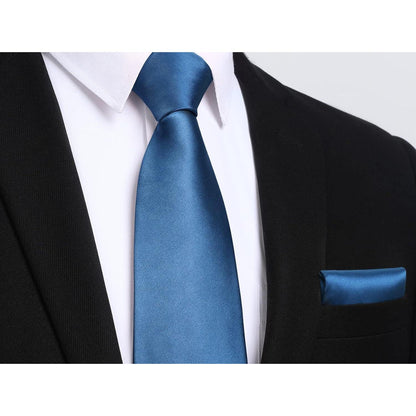 Herren Krawatte Extra lange Blau Elegant Hochzeit Set