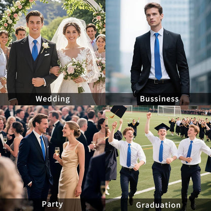 Herren Krawatte Extra lange Blau Elegant Hochzeit Set