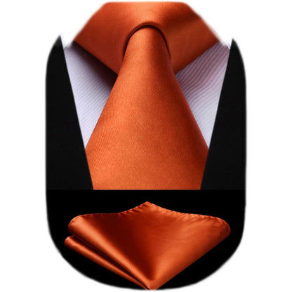 Herren Krawatte Orange Extra Lange Einfarbig Set