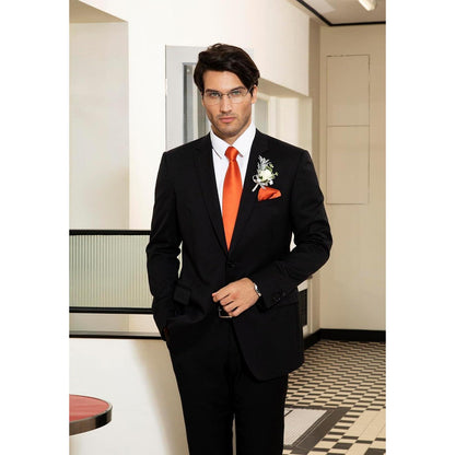 Herren Krawatte Orange Extra Lange Einfarbig Set