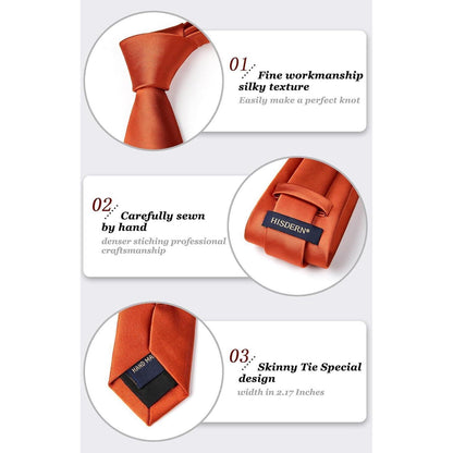 Herren Krawatte Orange Extra Lange Einfarbig Set