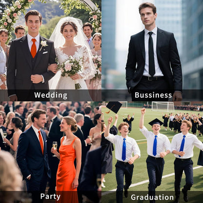 Herren Krawatte Orange Extra Lange Einfarbig Set