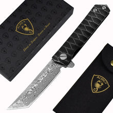 Damast Taschenmesser Tanto Messer Klappmesser Einhandmesser