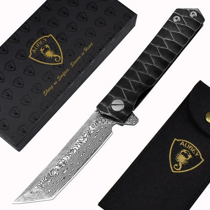 Damast Taschenmesser Tanto Messer Klappmesser Einhandmesser