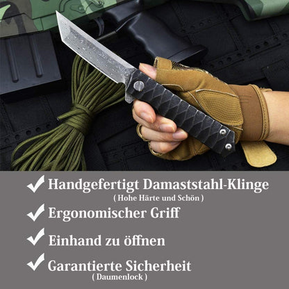 Damast Taschenmesser Tanto Messer Klappmesser Einhandmesser