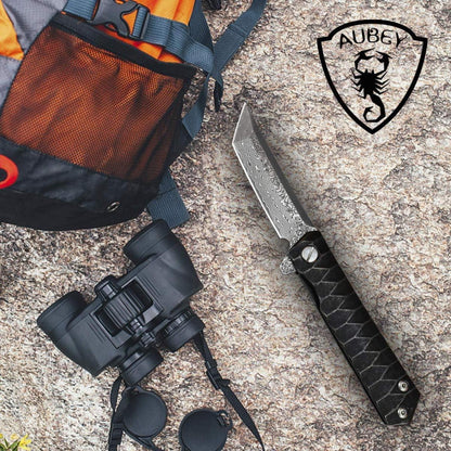 Damast Taschenmesser Tanto Messer Klappmesser Einhandmesser