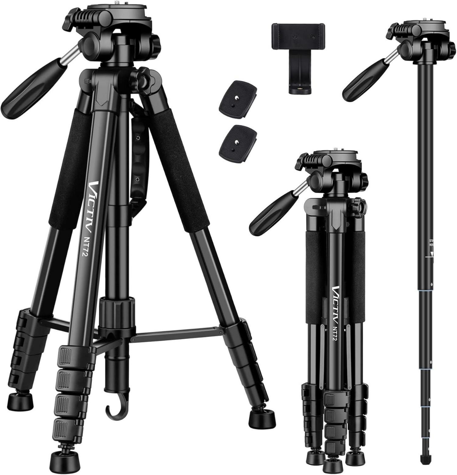 Professionelles Kamerastativ 182 cm mit 360° Panorama für DSLR