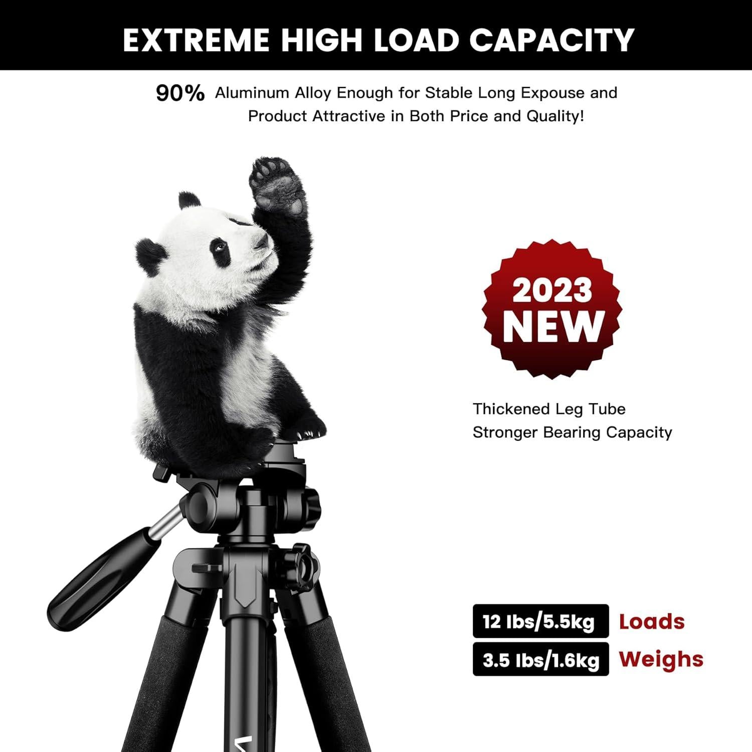 Professionelles Kamerastativ 182 cm mit 360° Panorama für DSLR