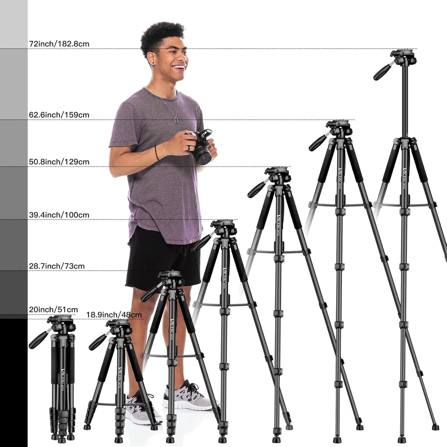 Stativ Kamera Aluminium Reisestativ 182cm mit 360° Kugelkopf und