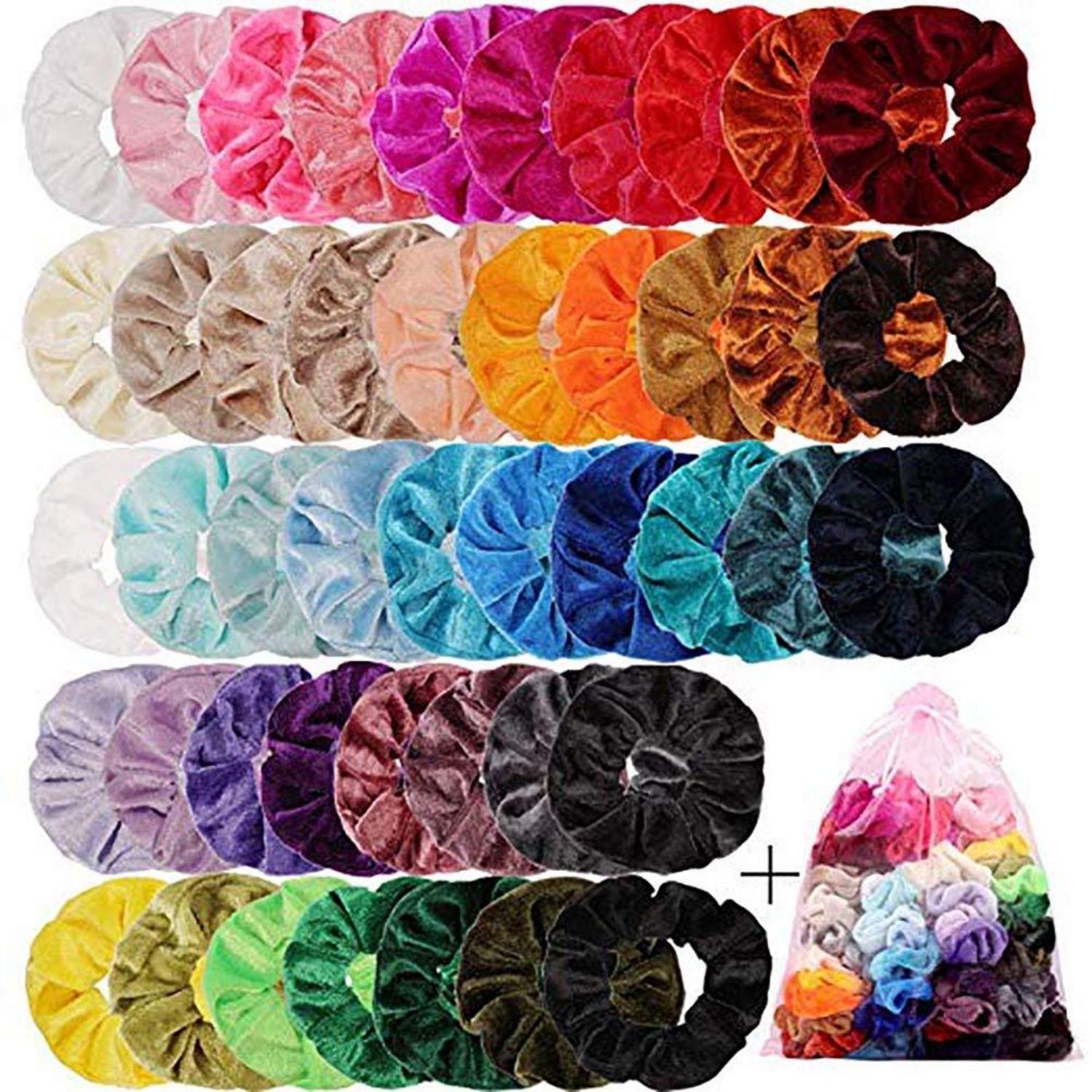 45er Set Samt Haargummis Scrunchies für Mädchen Damen - 45 Farben