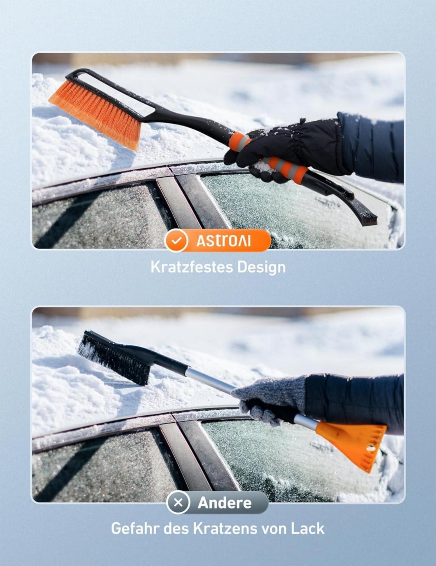 Eiskratzer Auto 27 Zoll mit Besen Schneebesen Abnehmbarer lackschonend 2in1