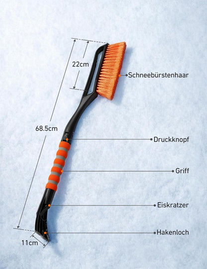 Eiskratzer Auto 27 Zoll mit Besen Schneebesen Abnehmbarer lackschonend 2in1
