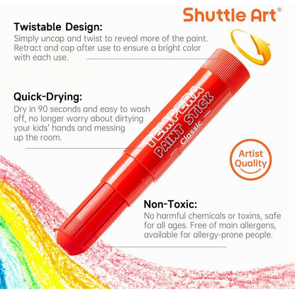Shuttle Art Tempera Paint Sticks Set 30 Farben Kinder