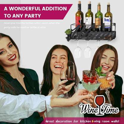 Weinflaschenhalter Wand 42cm Metall Weinregal Küchenzubehör