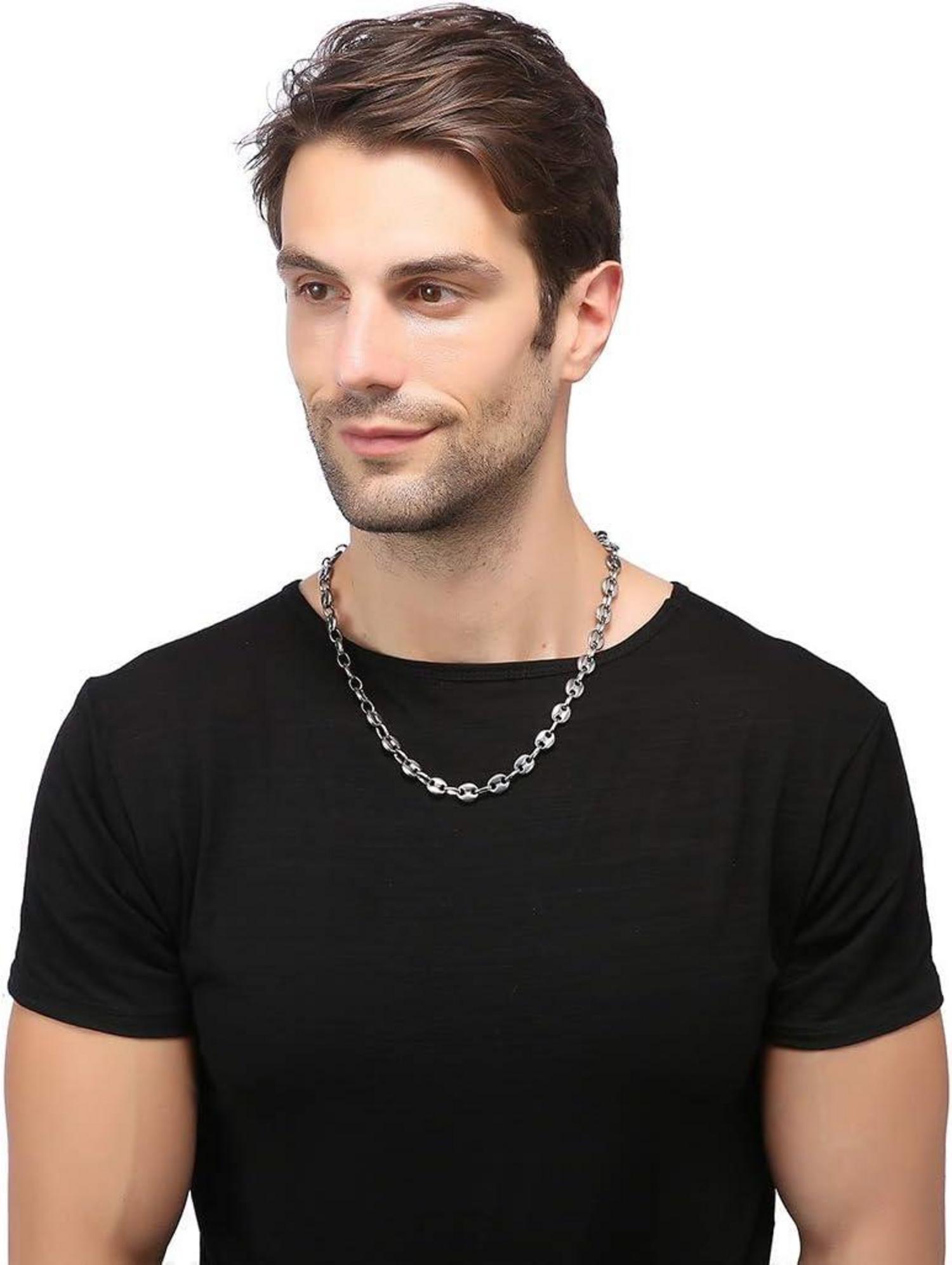 AFSTALR Herren Halskette Edelstahl Kaffeebohne Armband Set Silber Gold Schwarz