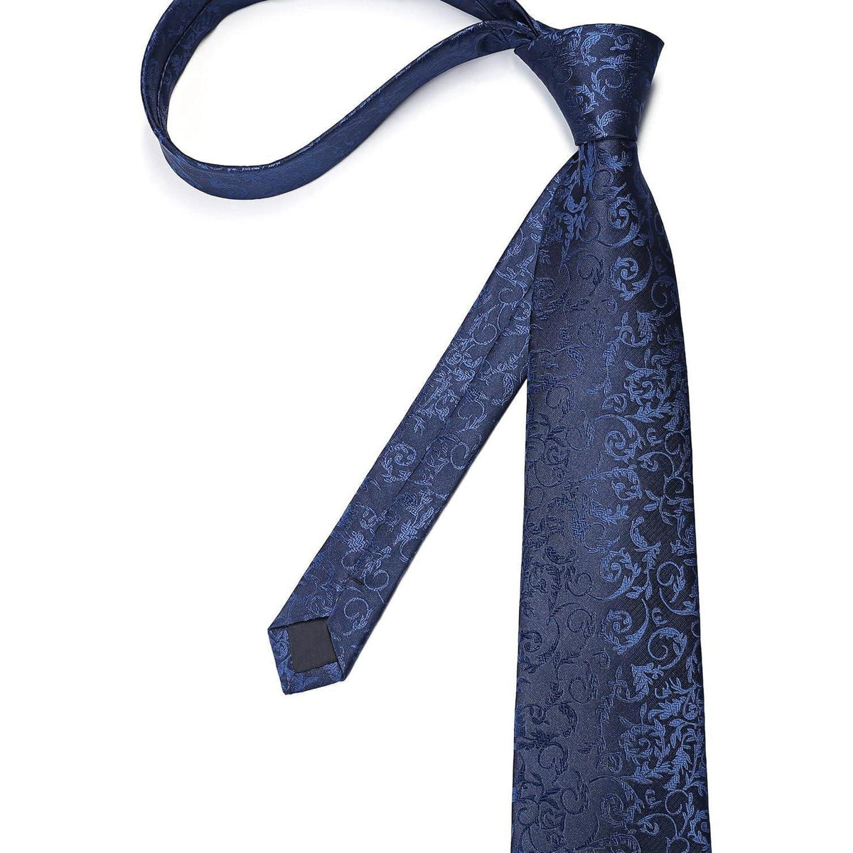 Herren Krawatten Set mit Einstecktuch Paisley D-Marineblau