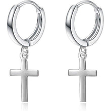 Damen Herren Sterling Silber Kreuz Ohrringe schwarz 925er