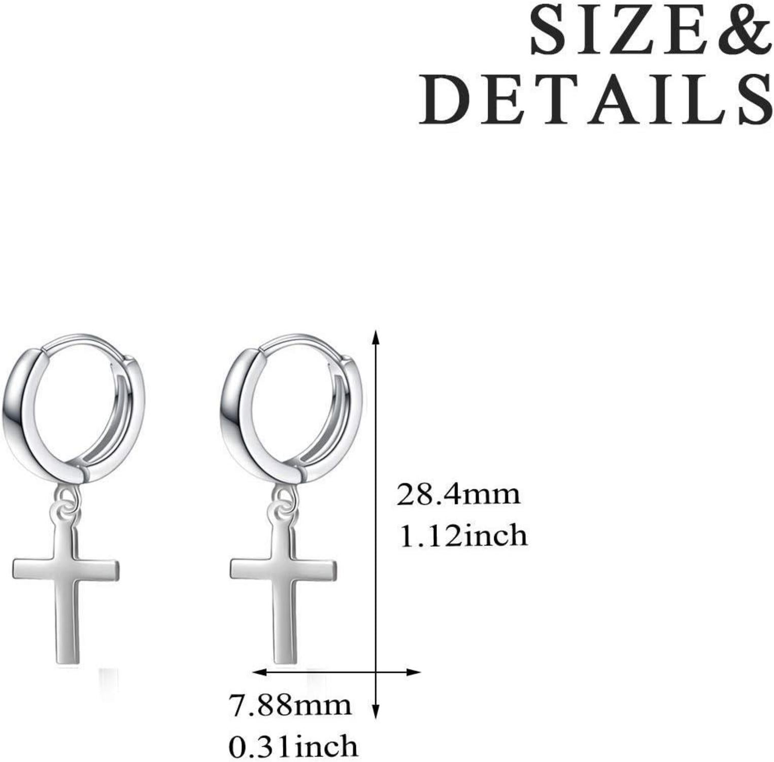 Damen Herren Sterling Silber Kreuz Ohrringe Sterne Creolen Schwarz 925