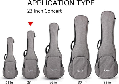 23 Inch Ukulele Gigbag Soft Case w/ Double Straps & 3 Picks - Kmise