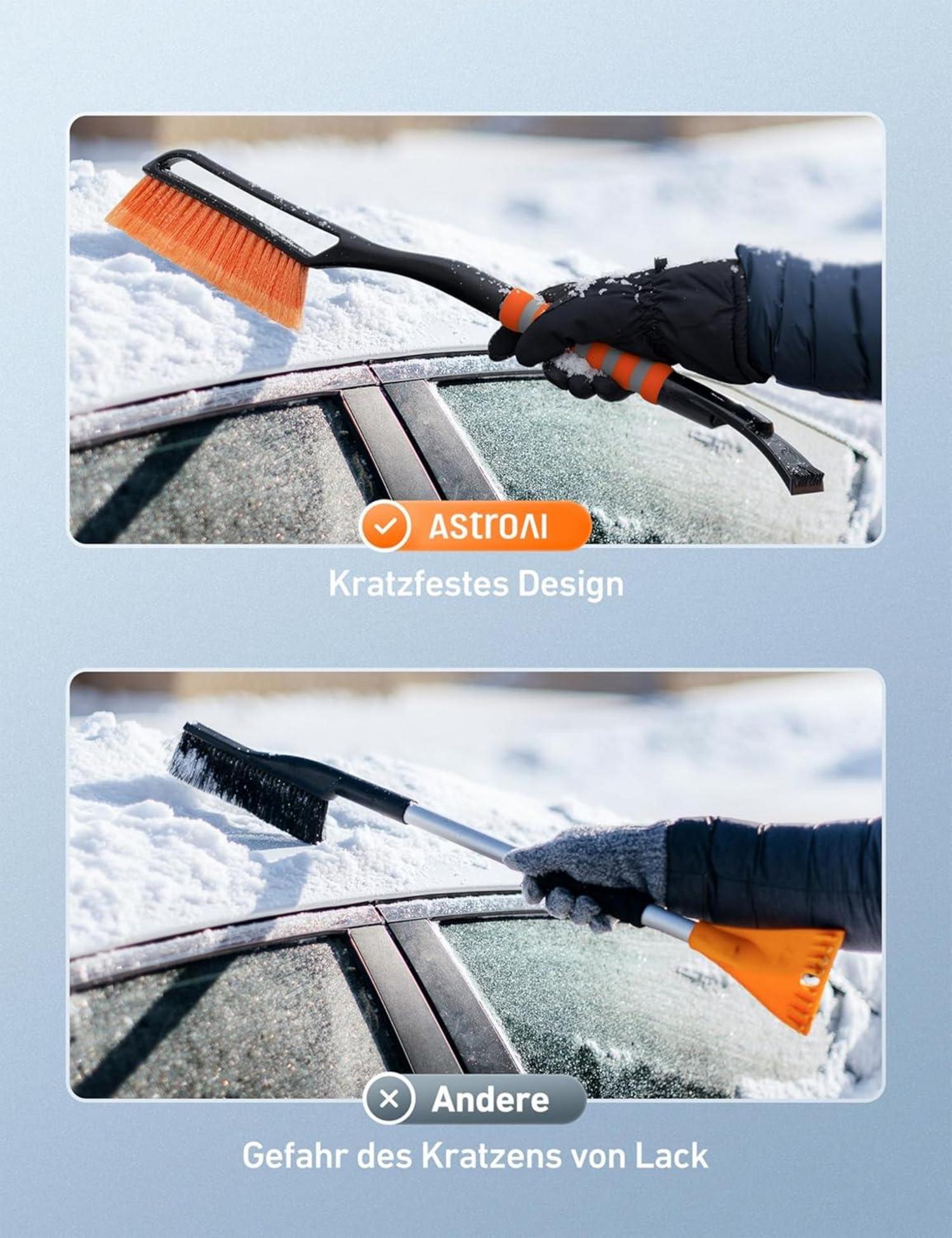 Eiskratzer Auto Schneebesen 2-in-1 68cm lang Schaumstoffgriff Orange