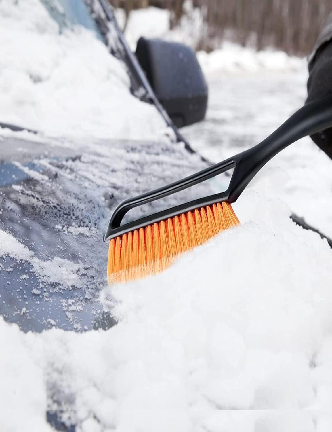 AstroAI Eiskratzer Auto Schneebesen 68CM Abnehmbarer Borsten Orange