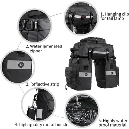 BAIGIO Fahrradtasche 3-in-1 wasserdichte Gepäckträgertasche