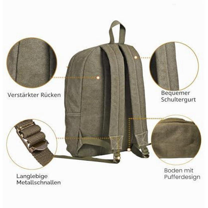 Vintage Canvas Rucksack – Ultraleichter Daypack für Laptop & Reisen