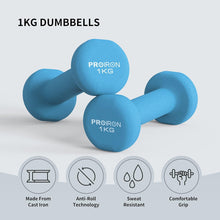 PROIRON Neopren Kurzhanteln 1 kg Blau 2er-Set Gymnastik Yoga