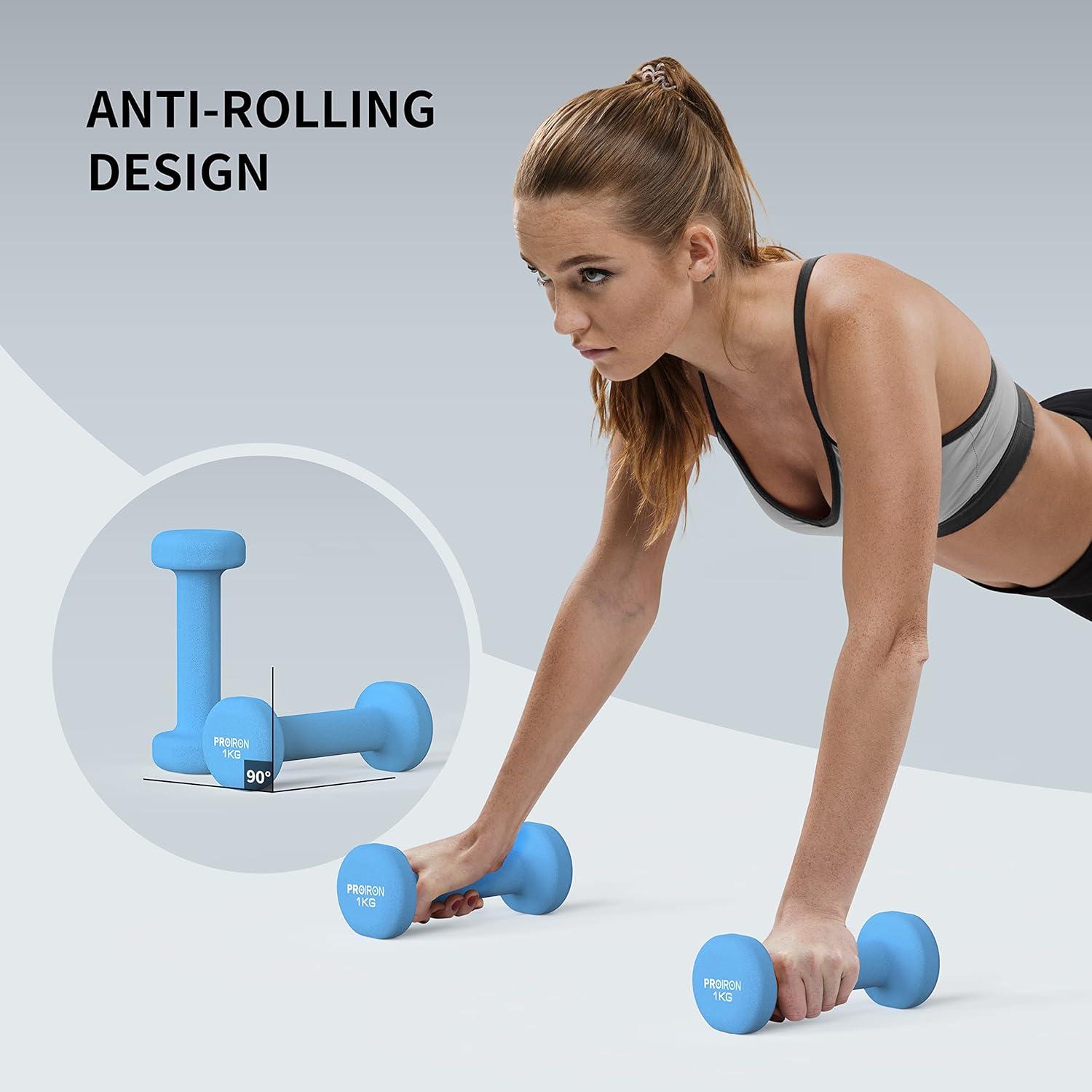 PROIRON Neopren Kurzhanteln 2er-Set 1 KG Blau - Damen Gymnastik Yoga Pilates Kinder