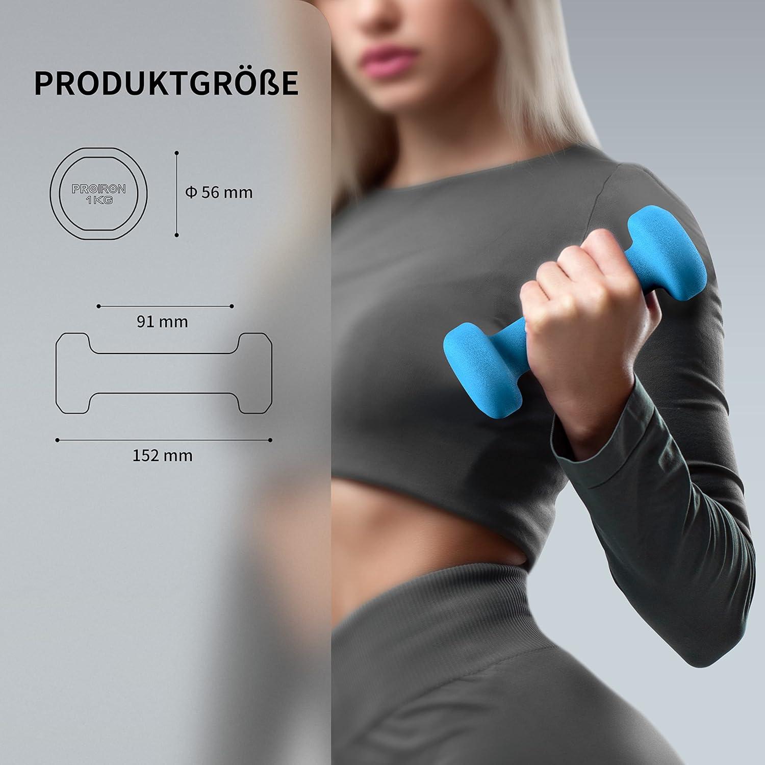 Neopren Kurzhantelset 2X1KG für Damen Gymnastik Yoga Pilates Kinder