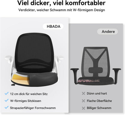 Ergonomischer Bürostuhl mit hochklappbaren Armlehnen, Höhenverstellbar