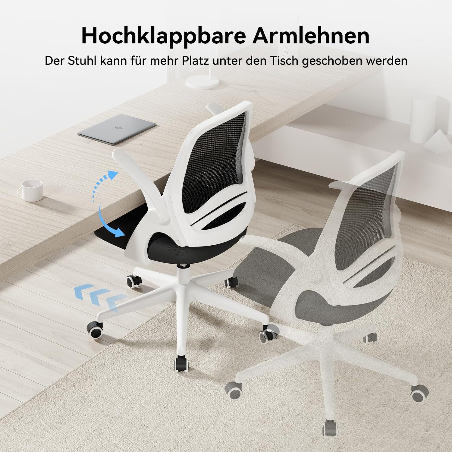 Ergonomischer Bürostuhl mit hochklappbaren