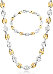 Halskette Armband Set Kaffeebohne Edelstahl Silber Gold