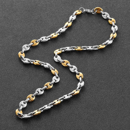 AFSTALR Herren Halskette Edelstahl Kaffeebohne Set Silber Gold 56cm
