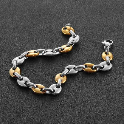 Halskette Herren Edelstahl 6/9/11mm Kaffeebohne Armband Set Silber