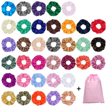 40 Stück Satin Haargummis Set - Bunte Silk Scrunchies - Elastische