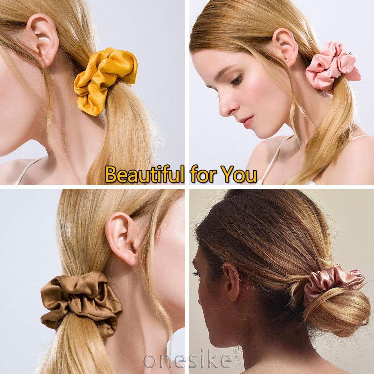 40er Set Satin Haargummis in 40 Farben, Elastische Bobble Haarbänder