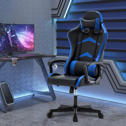 Ergonomischer Gaming Stuhl mit verstellbarem Kopf- und