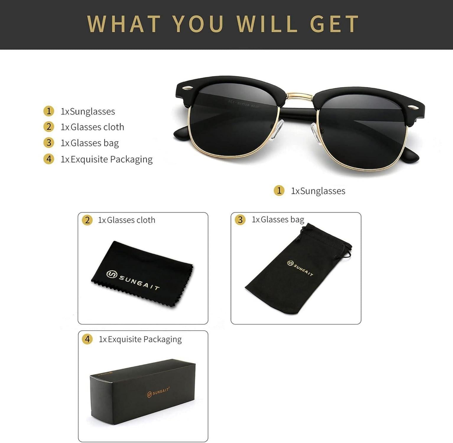 Retro Runde Halbrandlose Polarisierte Sonnenbrille UV-Schutz, SGT016