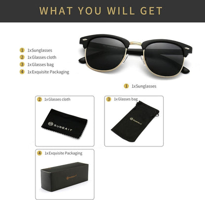 Retro Runde Halbrandlose Polarisierte Sonnenbrille UV-Schutz, SGT016
