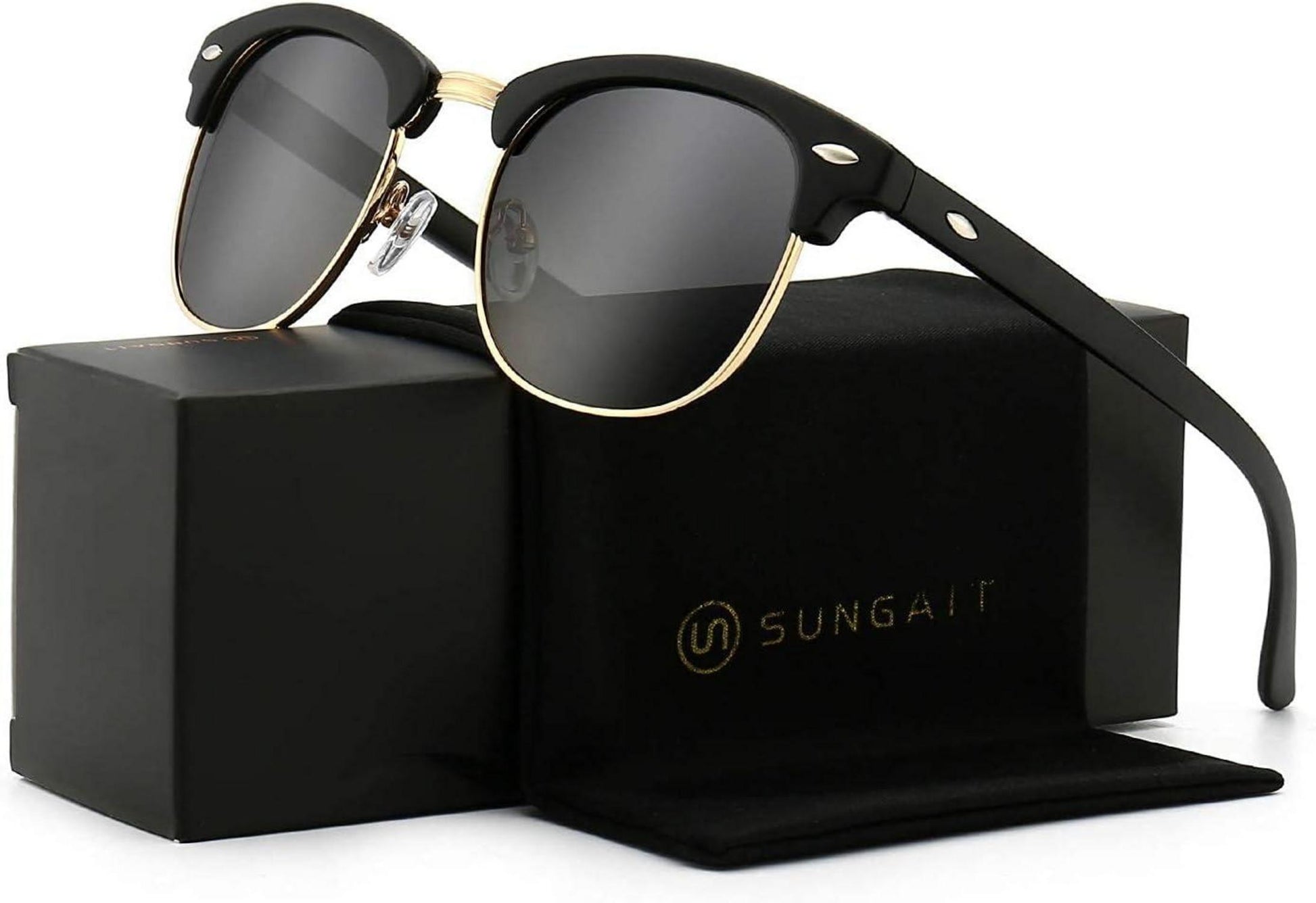 Polarisierte Retro Runde Sonnenbrille Halbrandlos UV-Schutz